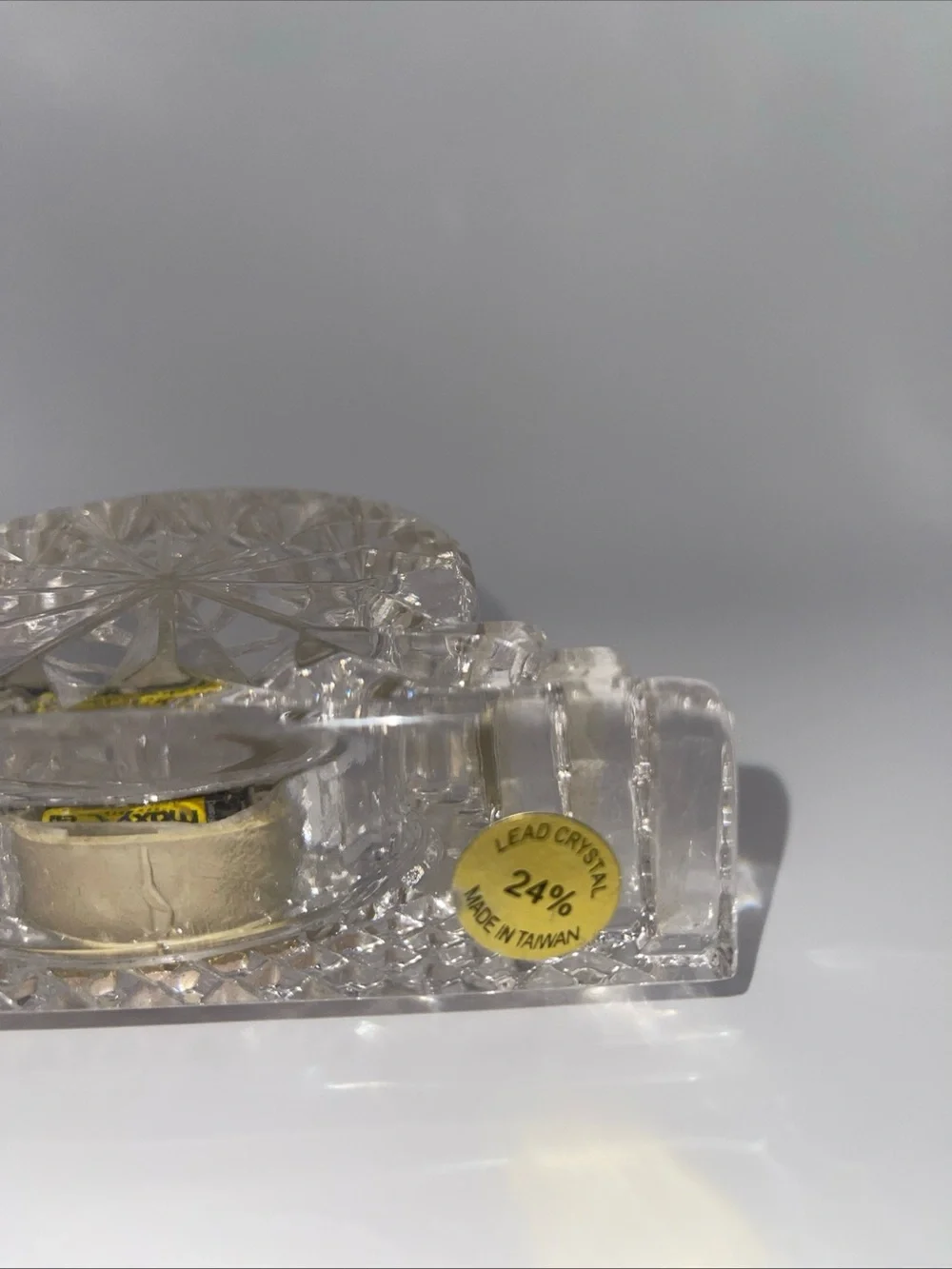 Teleflora Gift 24% Lead Crystal Desk Clock 4.5”x3”x1 New Battery Made in Taiwan